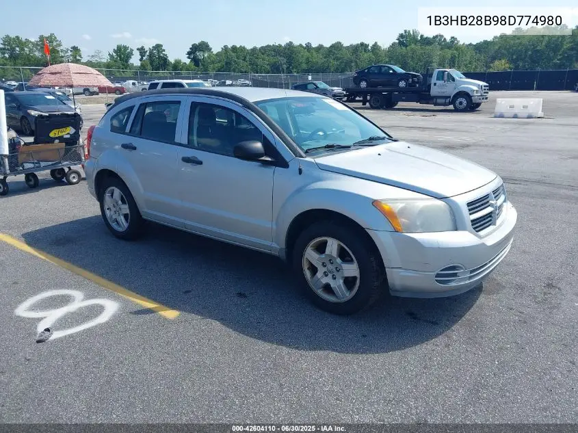 2008 Dodge Caliber Se VIN: 1B3HB28B98D774980 Lot: 42604110