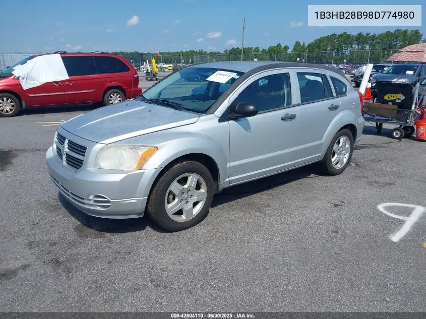 2008 Dodge Caliber Se VIN: 1B3HB28B98D774980 Lot: 42604110