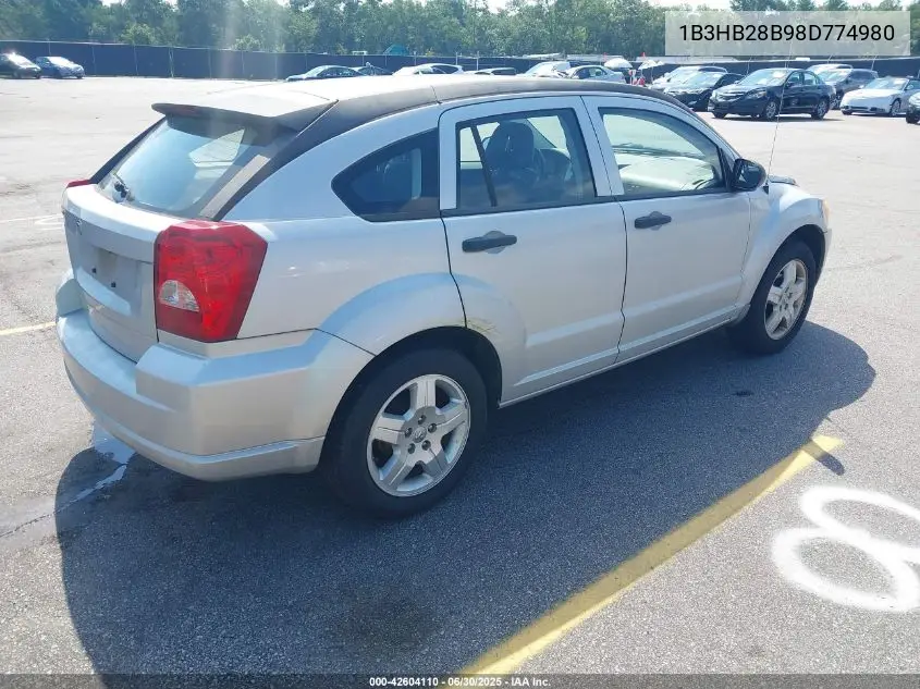 2008 Dodge Caliber Se VIN: 1B3HB28B98D774980 Lot: 42604110