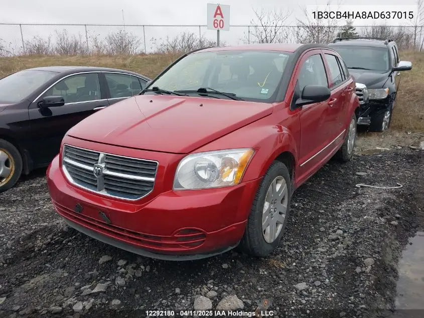 2010 Dodge Caliber VIN: 1B3CB4HA8AD637015 Lot: 12292180