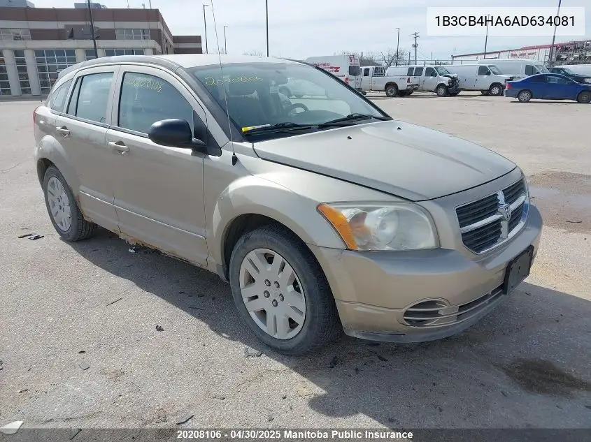 2010 Dodge Caliber Sxt VIN: 1B3CB4HA6AD634081 Lot: 20208106