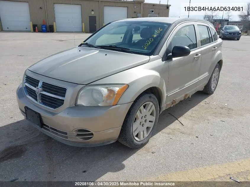 2010 Dodge Caliber Sxt VIN: 1B3CB4HA6AD634081 Lot: 20208106