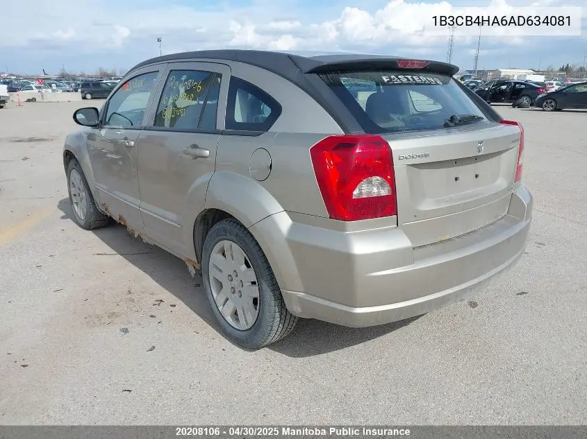 2010 Dodge Caliber Sxt VIN: 1B3CB4HA6AD634081 Lot: 20208106