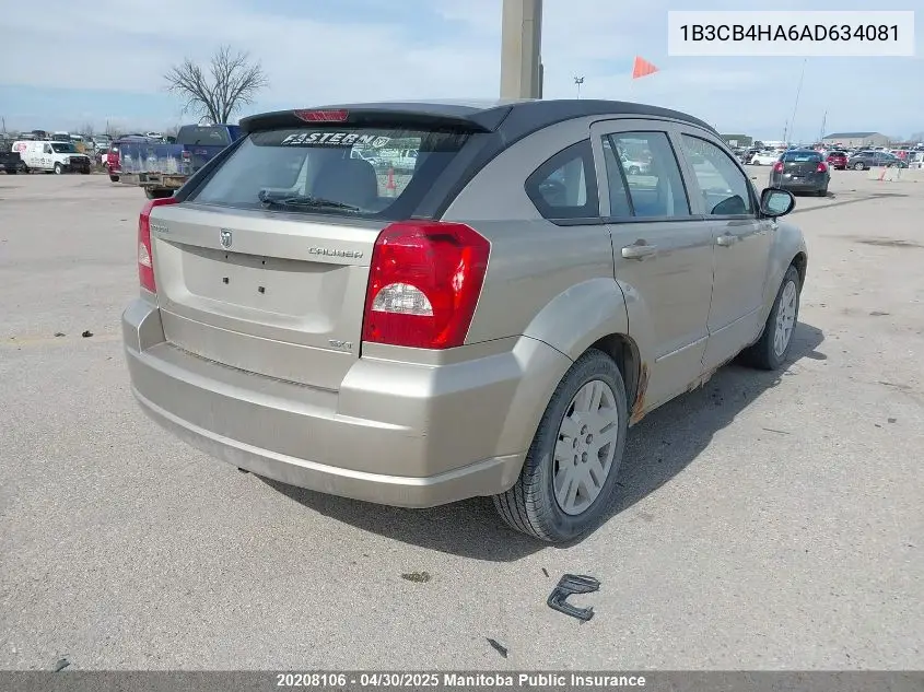 2010 Dodge Caliber Sxt VIN: 1B3CB4HA6AD634081 Lot: 20208106