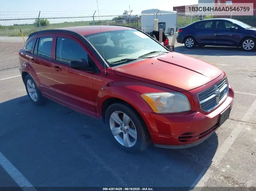 2010 Dodge Caliber Sxt VIN: 1B3CB4HA6AD546759 Lot: 42515429