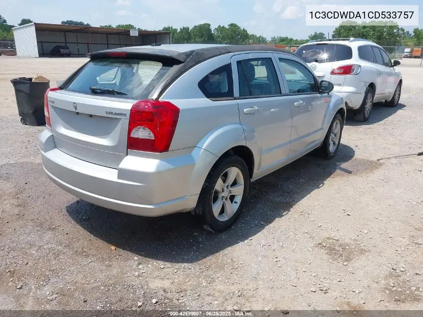 2012 Dodge Caliber Sxt VIN: 1C3CDWDA1CD533757 Lot: 42599807