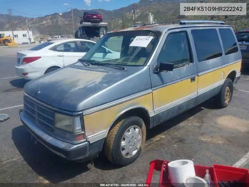 1987 Dodge Caravan Le VIN: 2B4FK51G9HR222242 Lot: 42147753