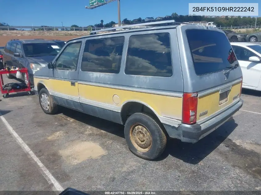 1987 Dodge Caravan Le VIN: 2B4FK51G9HR222242 Lot: 42147753