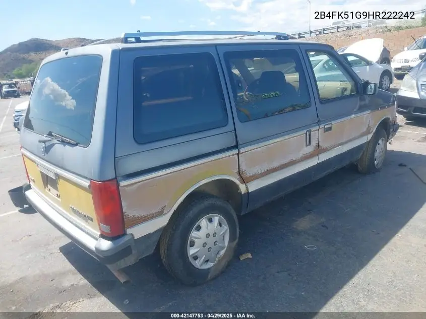 1987 Dodge Caravan Le VIN: 2B4FK51G9HR222242 Lot: 42147753