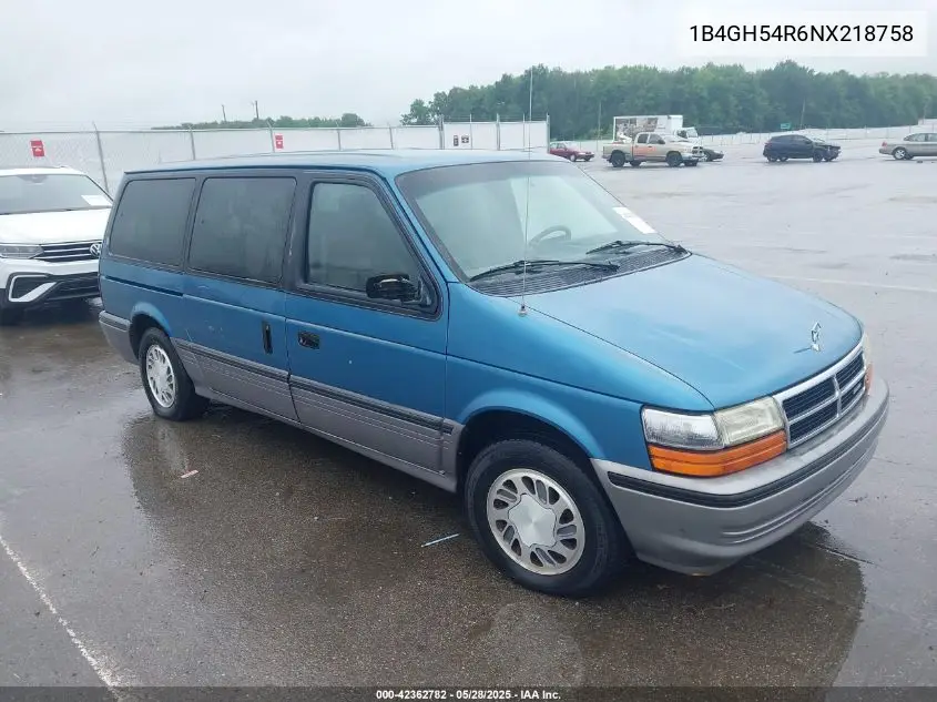 1992 Dodge Grand Caravan Le VIN: 1B4GH54R6NX218758 Lot: 42362782
