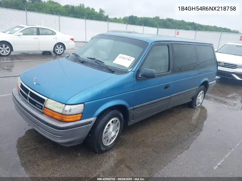 1992 Dodge Grand Caravan Le VIN: 1B4GH54R6NX218758 Lot: 42362782