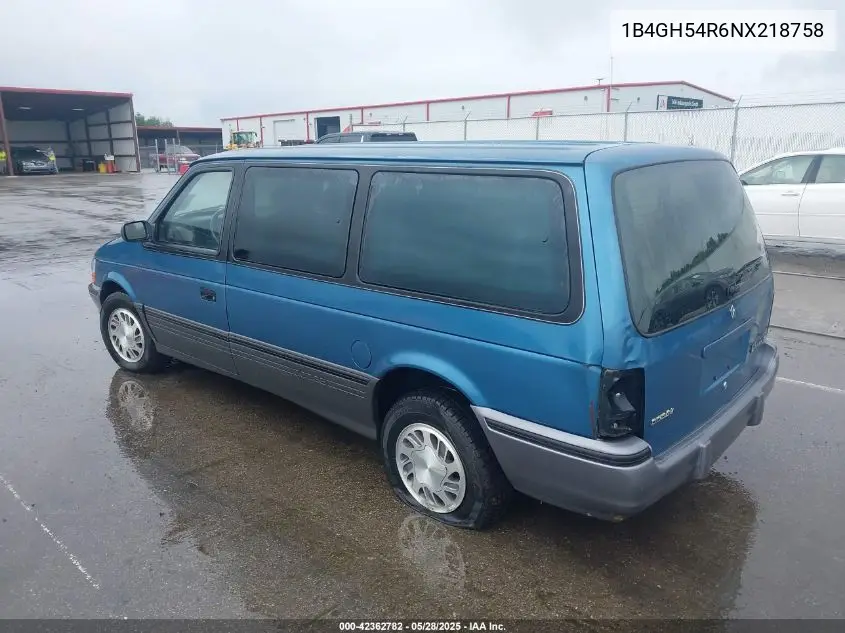 1992 Dodge Grand Caravan Le VIN: 1B4GH54R6NX218758 Lot: 42362782