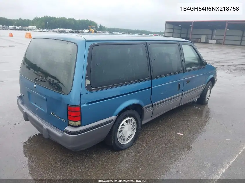 1992 Dodge Grand Caravan Le VIN: 1B4GH54R6NX218758 Lot: 42362782