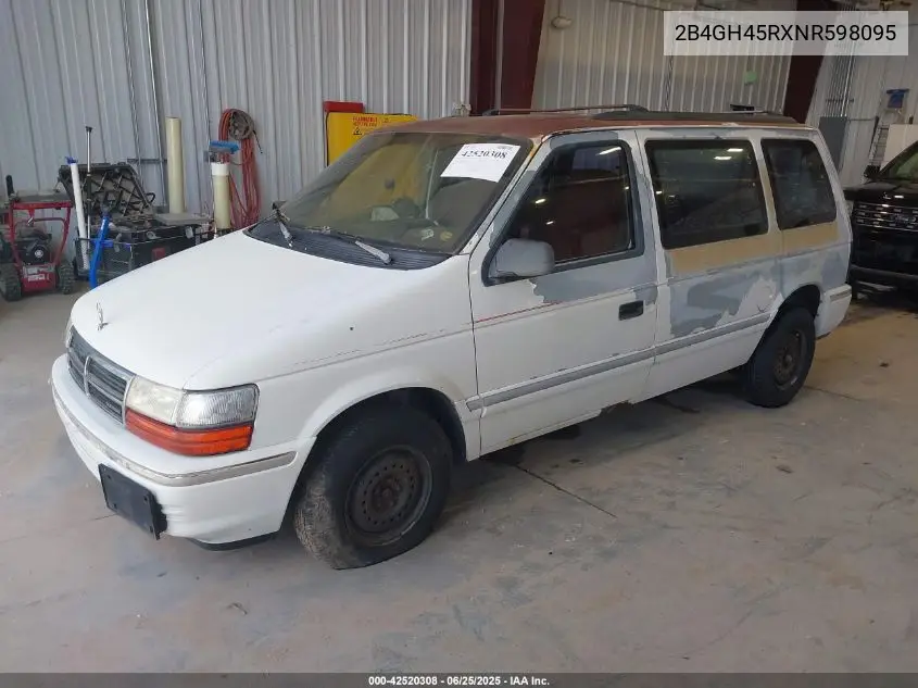 1992 Dodge Caravan Se VIN: 2B4GH45RXNR598095 Lot: 42520308