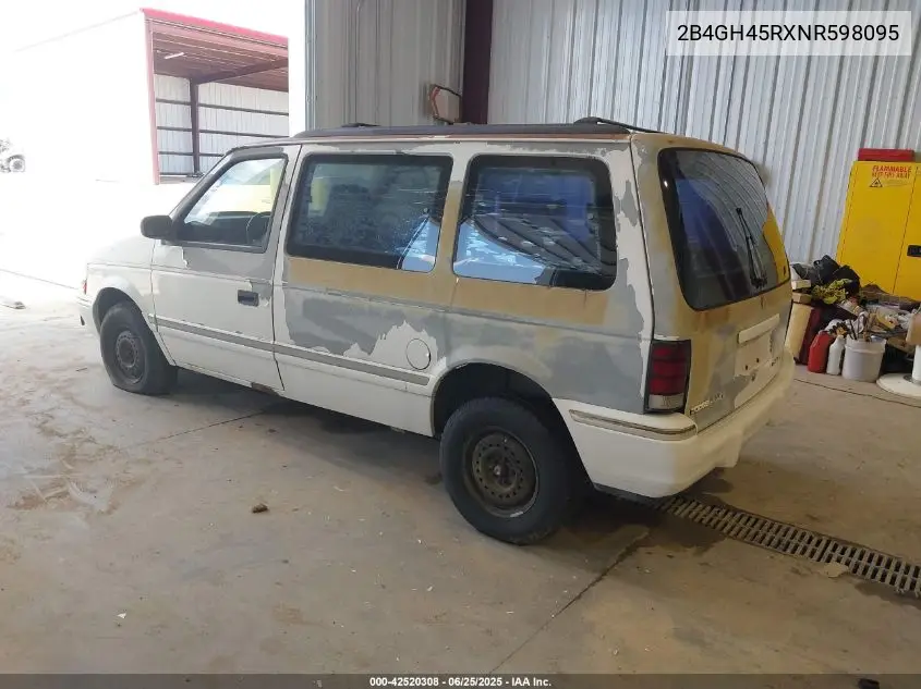 1992 Dodge Caravan Se VIN: 2B4GH45RXNR598095 Lot: 42520308