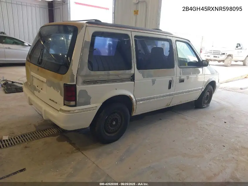 1992 Dodge Caravan Se VIN: 2B4GH45RXNR598095 Lot: 42520308