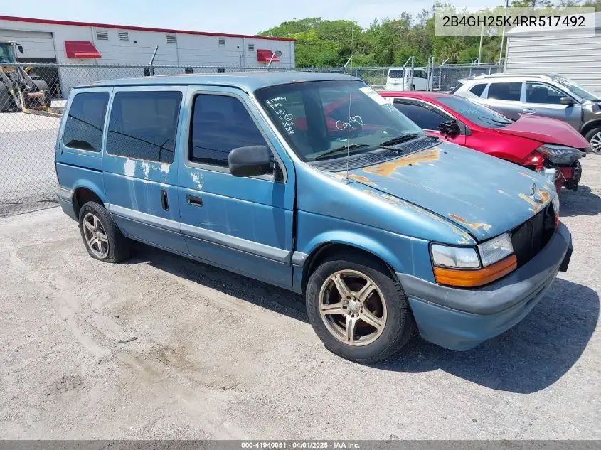 1994 Dodge Caravan VIN: 2B4GH25K4RR517492 Lot: 41940051