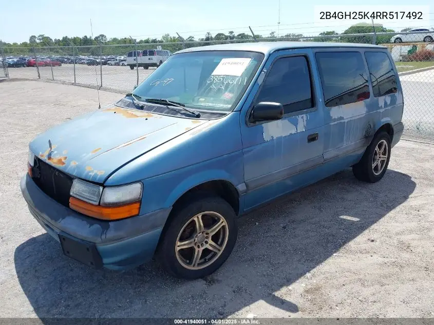 1994 Dodge Caravan VIN: 2B4GH25K4RR517492 Lot: 41940051