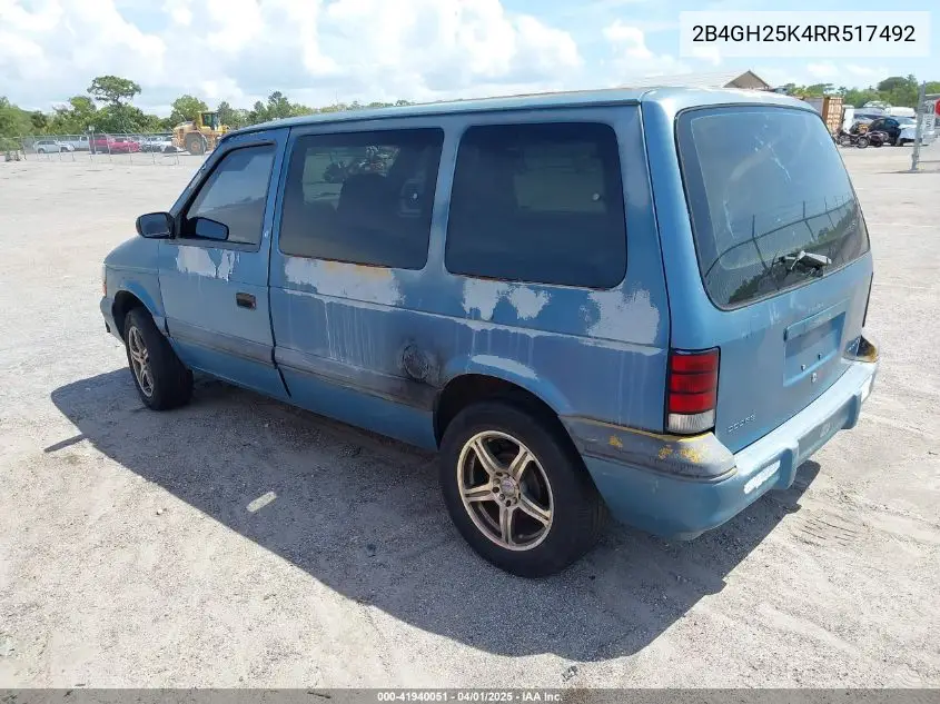 1994 Dodge Caravan VIN: 2B4GH25K4RR517492 Lot: 41940051