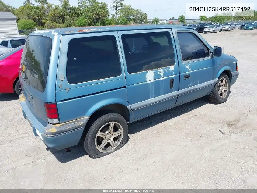 1994 Dodge Caravan VIN: 2B4GH25K4RR517492 Lot: 41940051