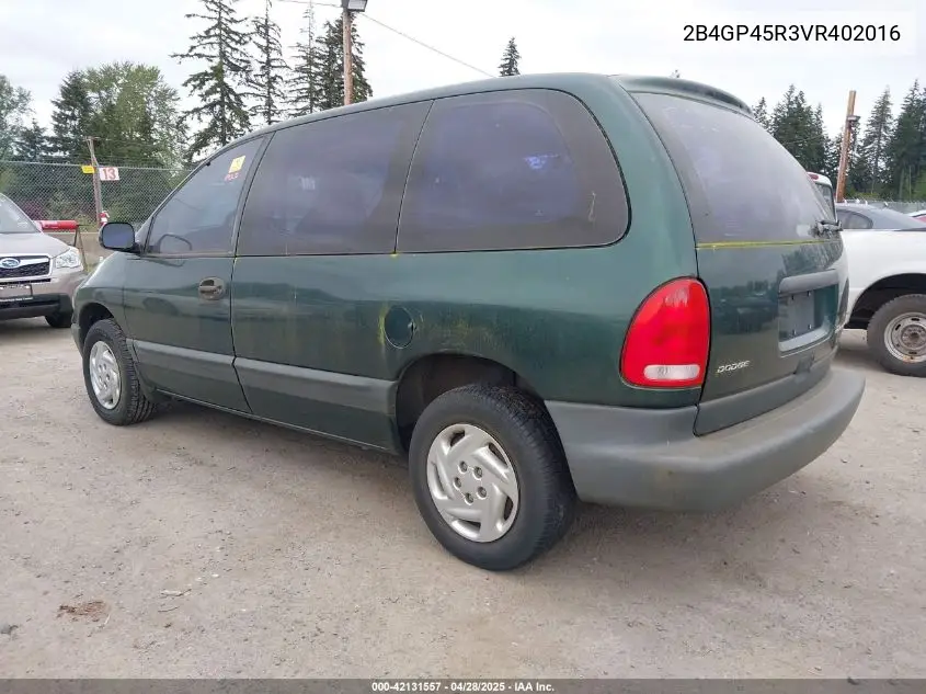 1997 Dodge Caravan Se VIN: 2B4GP45R3VR402016 Lot: 42131557