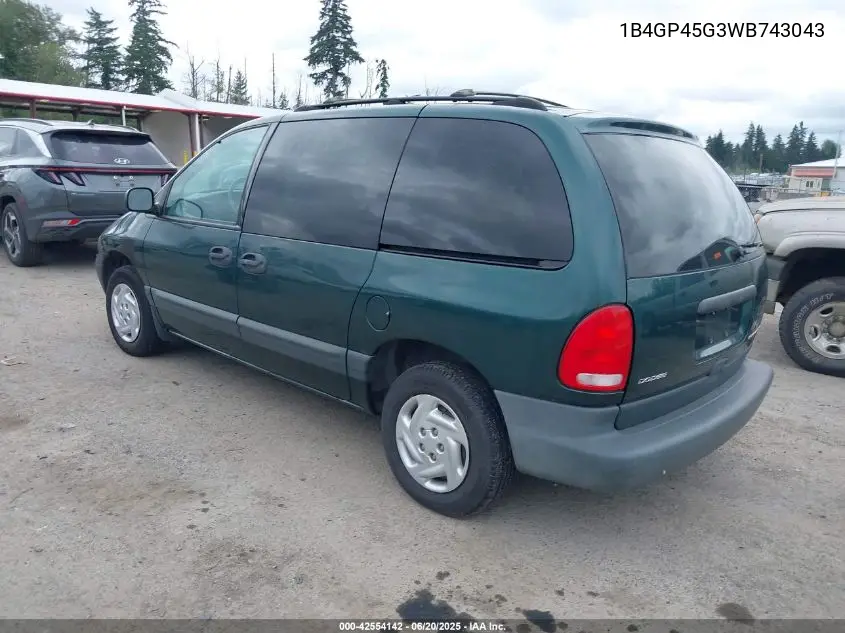 1998 Dodge Caravan Se VIN: 1B4GP45G3WB743043 Lot: 42554142