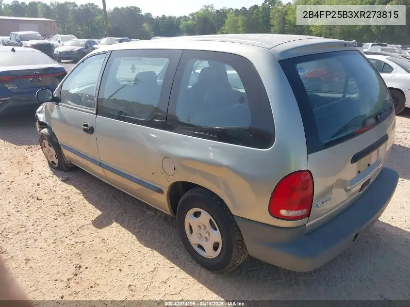 1999 Dodge Caravan VIN: 2B4FP25B3XR273815 Lot: 42074195