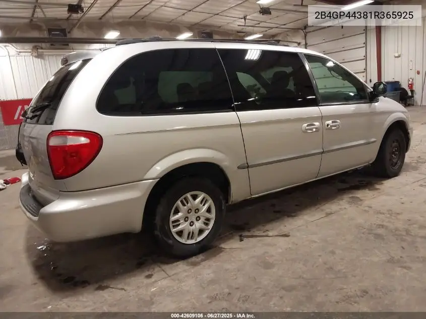 2001 Dodge Grand Caravan Sport VIN: 2B4GP44381R365925 Lot: 42609106