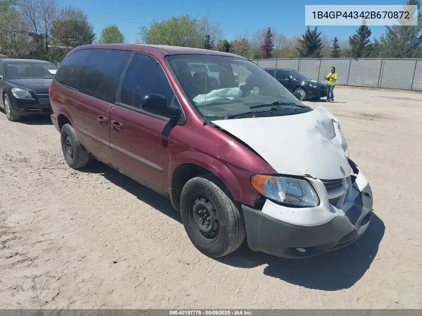 2002 Dodge Grand Caravan Sport VIN: 1B4GP44342B670872 Lot: 42197779