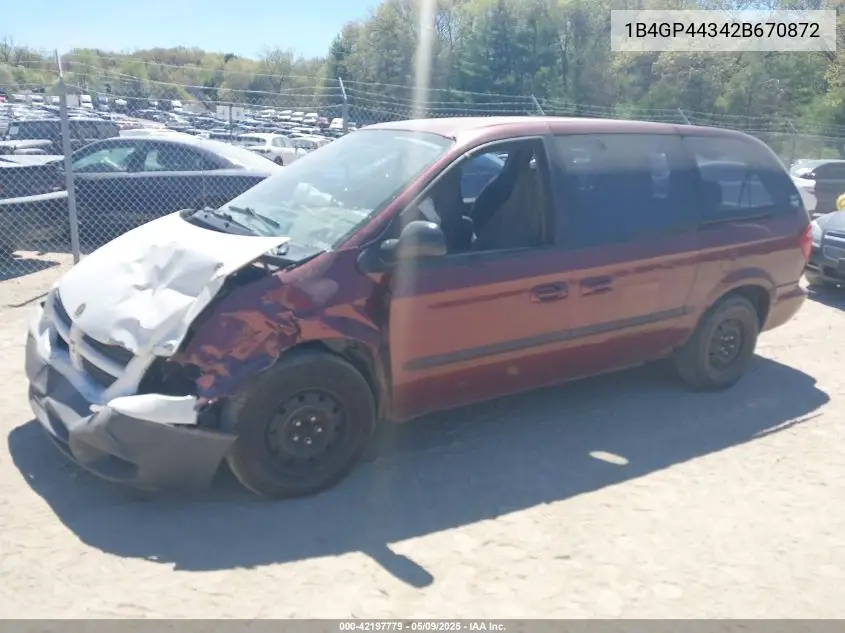 2002 Dodge Grand Caravan Sport VIN: 1B4GP44342B670872 Lot: 42197779
