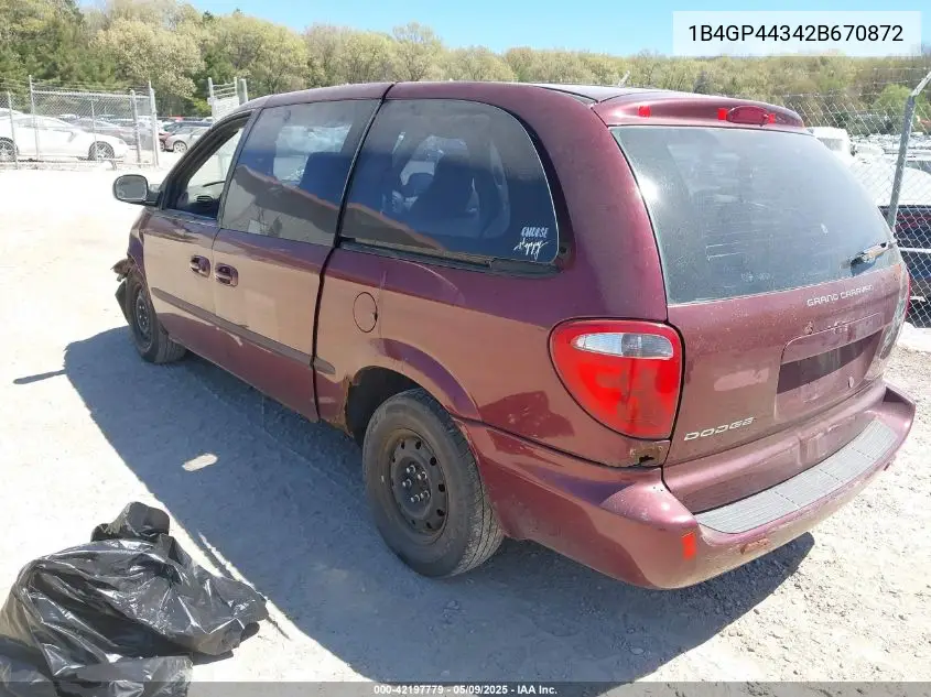 2002 Dodge Grand Caravan Sport VIN: 1B4GP44342B670872 Lot: 42197779