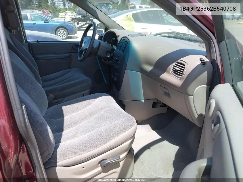 2002 Dodge Caravan Se VIN: 1B4GP25362B540708 Lot: 42207093