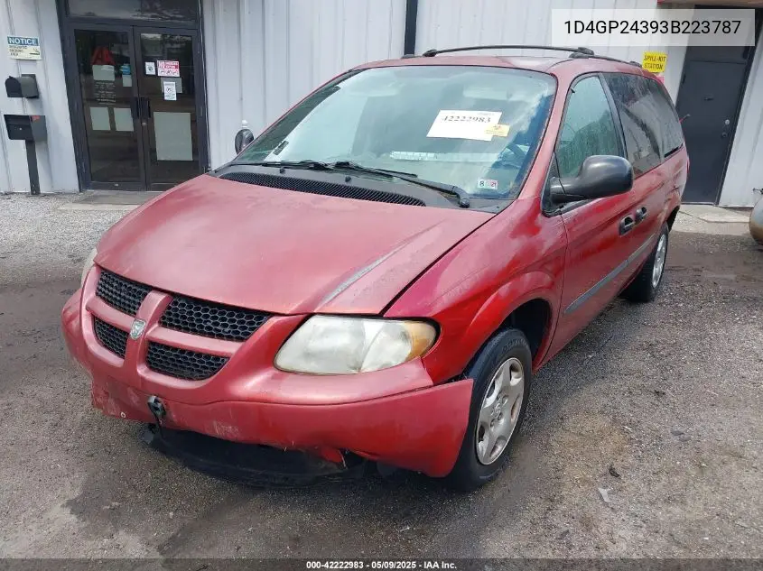 2003 Dodge Grand Caravan Se VIN: 1D4GP24393B223787 Lot: 42222983
