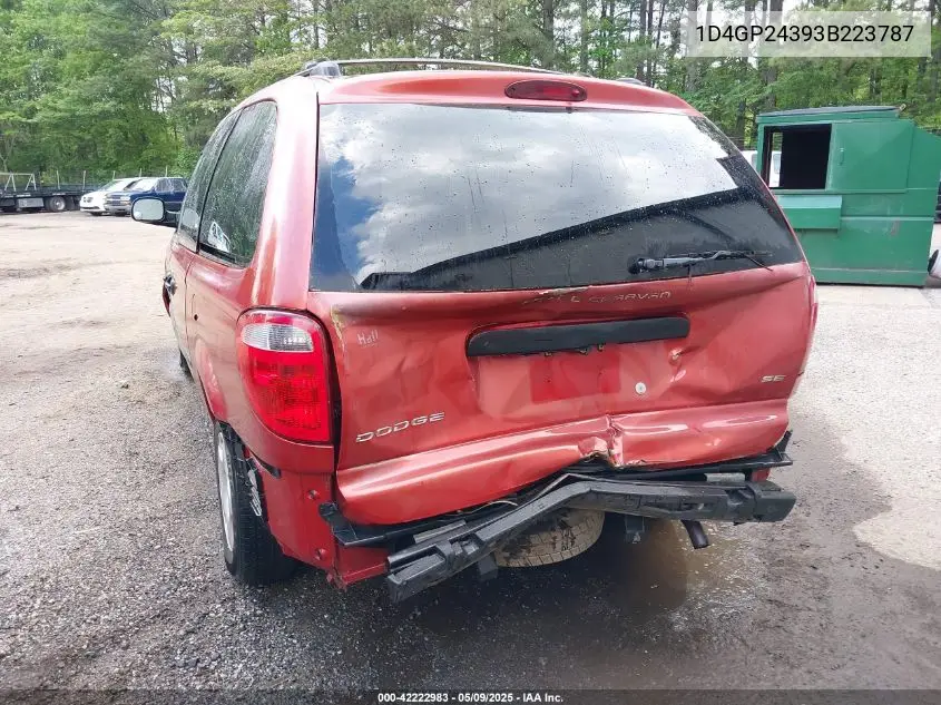 2003 Dodge Grand Caravan Se VIN: 1D4GP24393B223787 Lot: 42222983