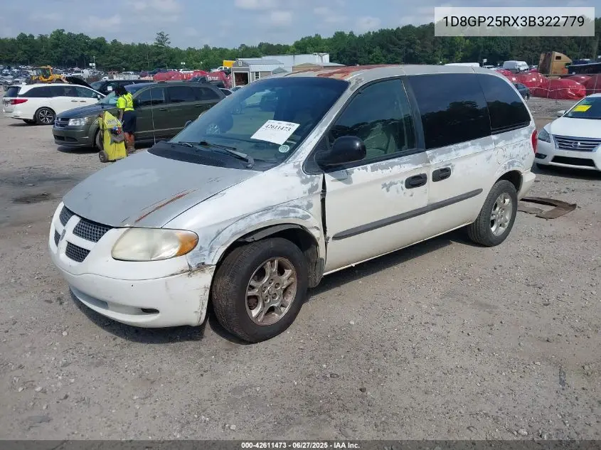 2003 Dodge Caravan Se VIN: 1D8GP25RX3B322779 Lot: 42611473