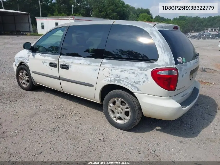2003 Dodge Caravan Se VIN: 1D8GP25RX3B322779 Lot: 42611473