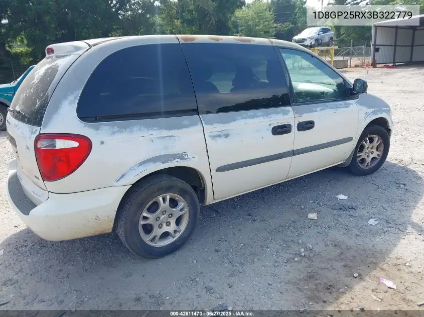 2003 Dodge Caravan Se VIN: 1D8GP25RX3B322779 Lot: 42611473