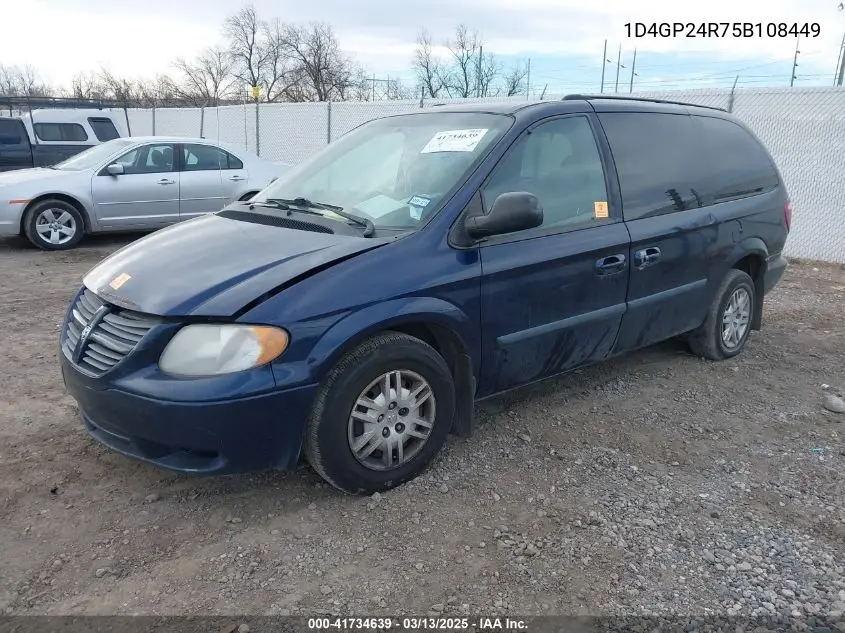 2005 Dodge Grand Caravan VIN: 1D4GP24R75B108449 Lot: 41734639