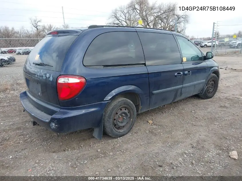 2005 Dodge Grand Caravan VIN: 1D4GP24R75B108449 Lot: 41734639
