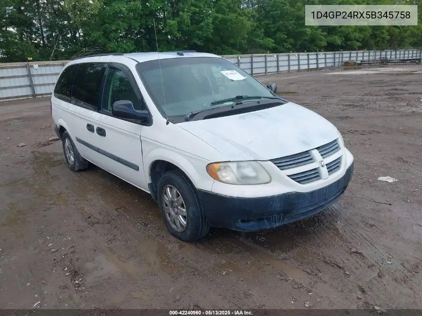 2005 Dodge Grand Caravan Se VIN: 1D4GP24RX5B345758 Lot: 42240960