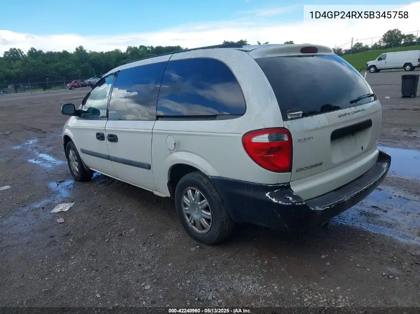 2005 Dodge Grand Caravan Se VIN: 1D4GP24RX5B345758 Lot: 42240960
