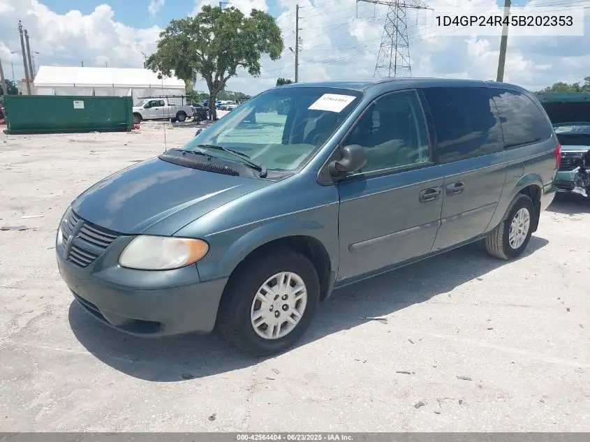 2005 Dodge Grand Caravan Se VIN: 1D4GP24R45B202353 Lot: 42564404