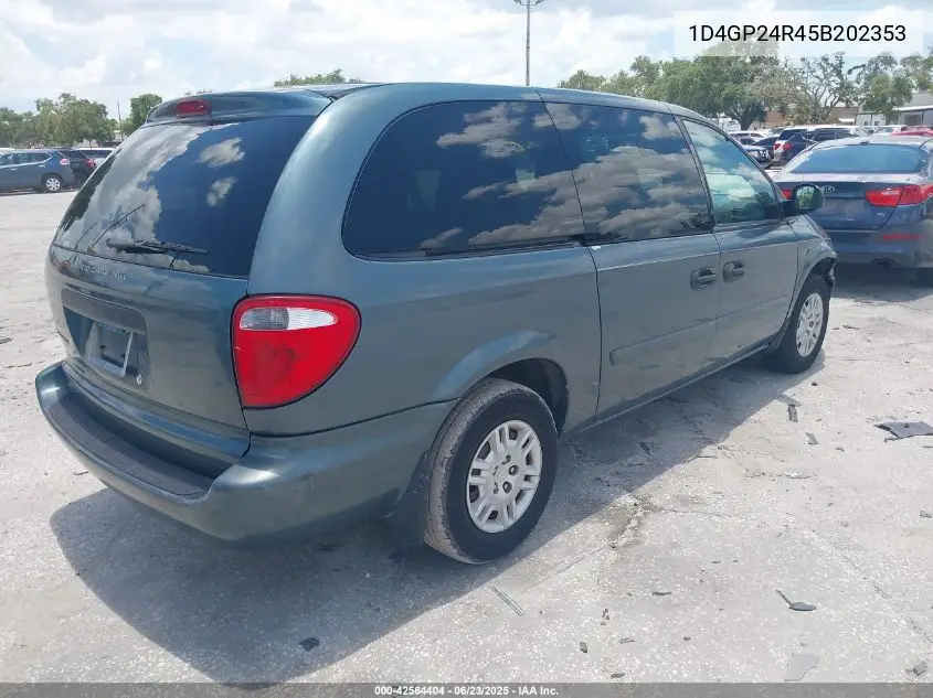 2005 Dodge Grand Caravan Se VIN: 1D4GP24R45B202353 Lot: 42564404