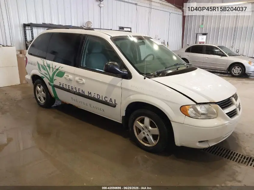2005 Dodge Caravan Sxt VIN: 1D4GP45R15B204037 Lot: 42598696