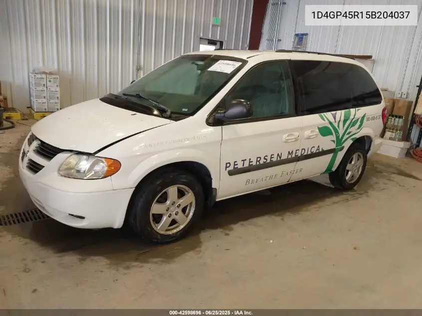 2005 Dodge Caravan Sxt VIN: 1D4GP45R15B204037 Lot: 42598696