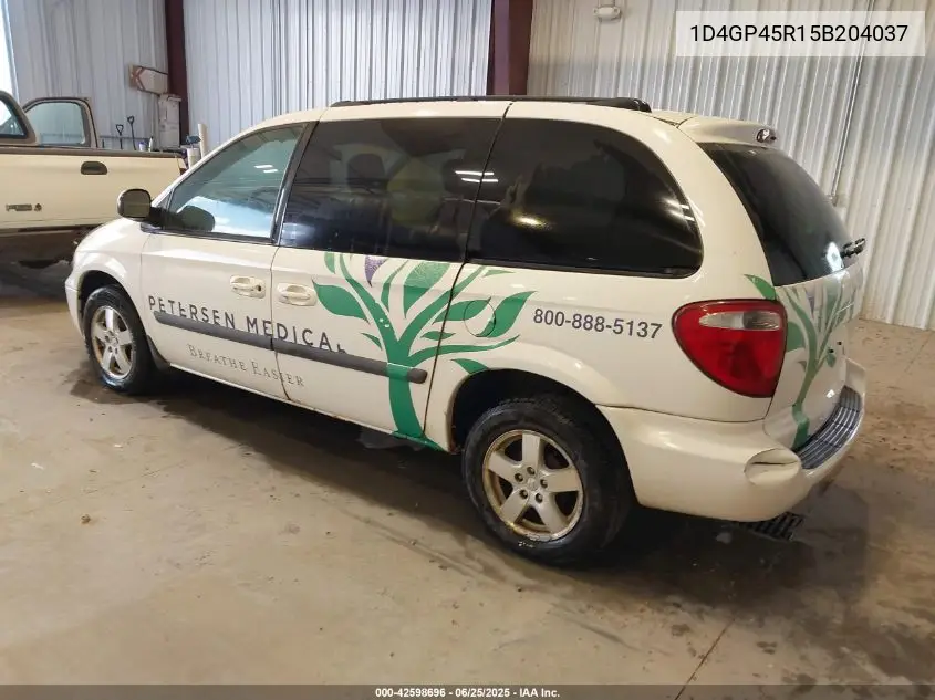 2005 Dodge Caravan Sxt VIN: 1D4GP45R15B204037 Lot: 42598696