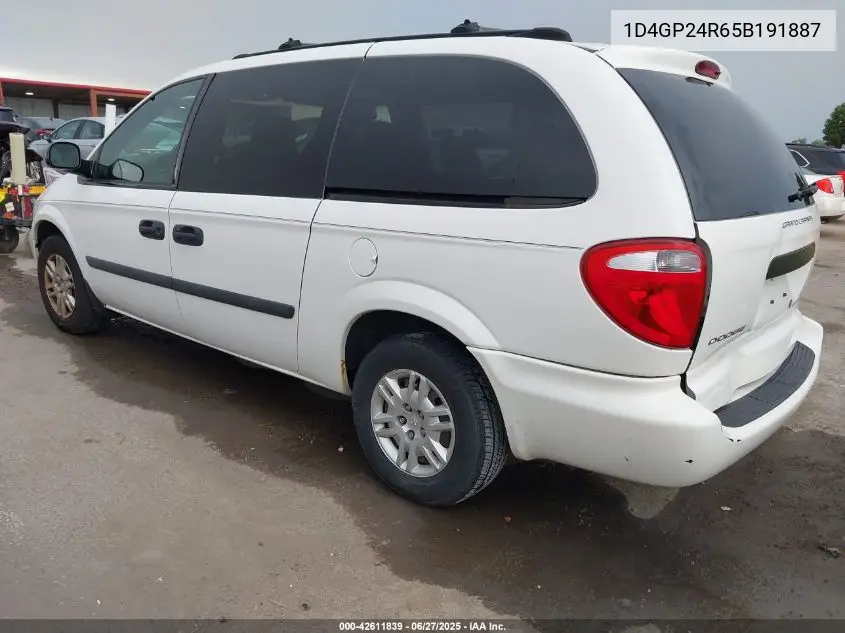 2005 Dodge Grand Caravan Se VIN: 1D4GP24R65B191887 Lot: 42611839
