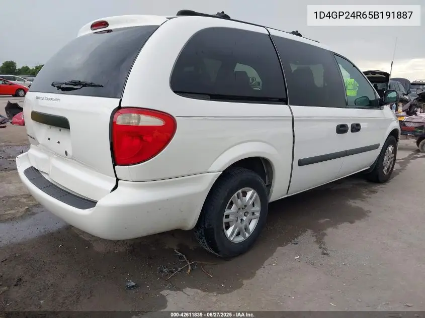 2005 Dodge Grand Caravan Se VIN: 1D4GP24R65B191887 Lot: 42611839