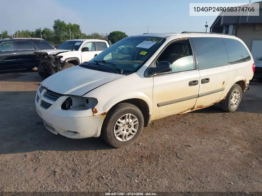 2005 Dodge Grand Caravan Se VIN: 1D4GP24R05B374766 Lot: 42773367