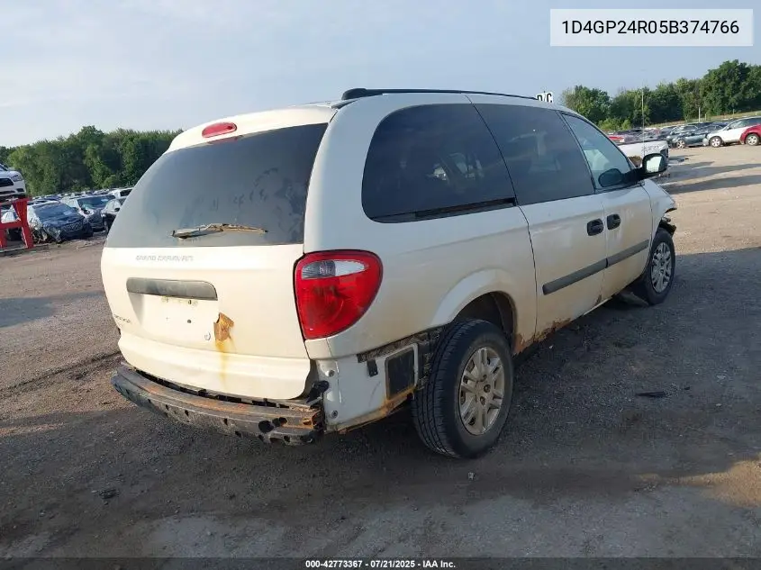 2005 Dodge Grand Caravan Se VIN: 1D4GP24R05B374766 Lot: 42773367